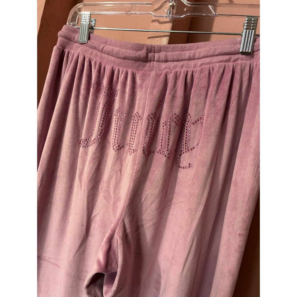 Juicy Couture Womens Velour Pajama Pants Pink Rhinestone Logo Lounge Large